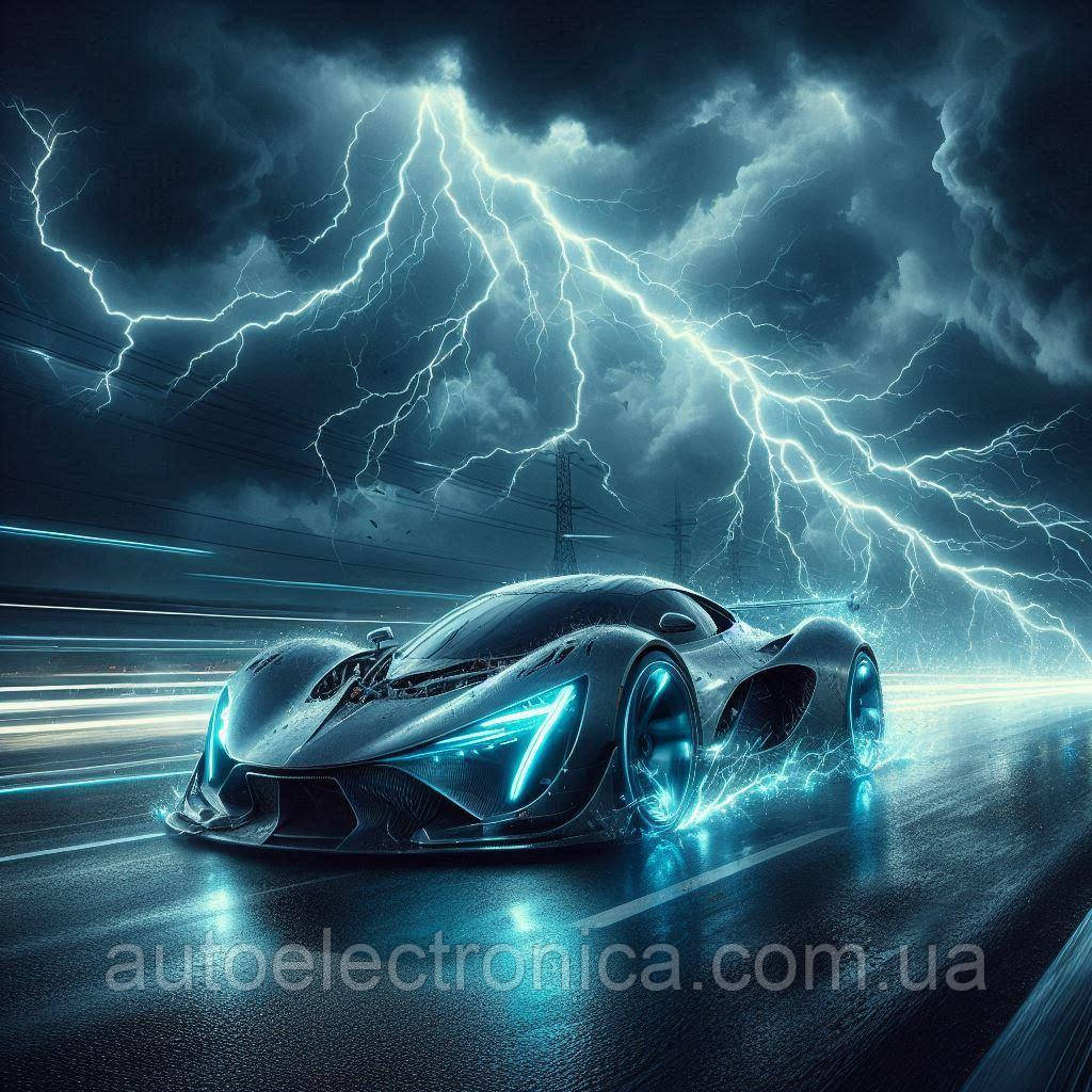 Картина на полотні "A Hypercar Speeds Down a Dark, Thunderous Highway" | HTH 7.5, фото 1