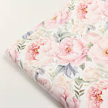 Ранфорс digital, цифровий друк, 240см "Різноманітні півонії з сірим та зеленим листям" № F-3441, фото 5