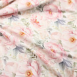 Ранфорс digital, цифровий друк, 240см "Різноманітні півонії з сірим та зеленим листям" № F-3441, фото 4