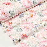 Ранфорс digital, цифровий друк, 240см "Різноманітні півонії з сірим та зеленим листям" № F-3441, фото 7