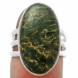 Фуксит зелений срібна каблучка, 0254ЛФ