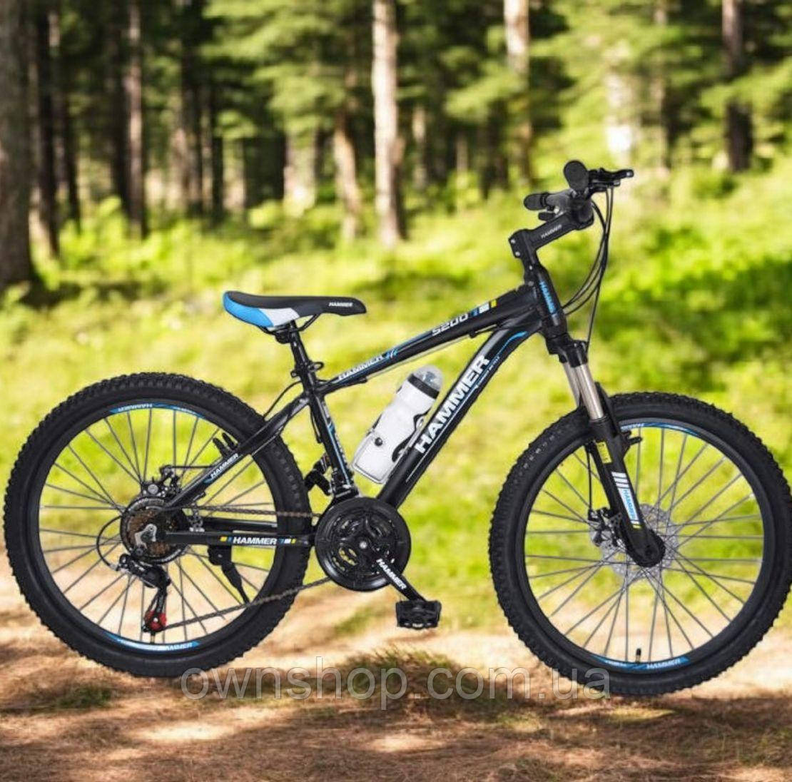 Стильний спортивний алюмінієвий велосипед S200, колеса 24"*2.25", рама 14", чорно-синій