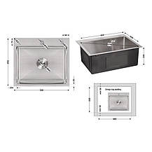 Мийка для кухні інтегрована Lidz Handmade H5045 (LDH5045BRU35383) Brushed Steel 3,0/1,0 мм, фото 3