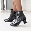 Черевики жіночі чорні на невисокому підборі. Натуральна лакова шкіра, фото 2