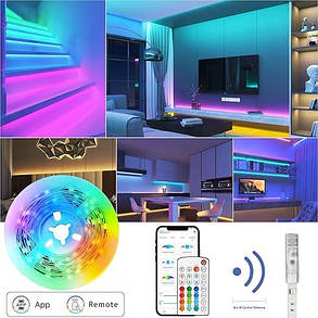 Світлодіодні стрічки MYPLUS Bluetooth 5M, RGB-стрічка з 44-кнопковим пультом, фото 4