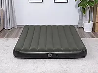 Надувне двоспальне велюрове ліжко-матрац із вбудованим насосом Bestway (6716S)