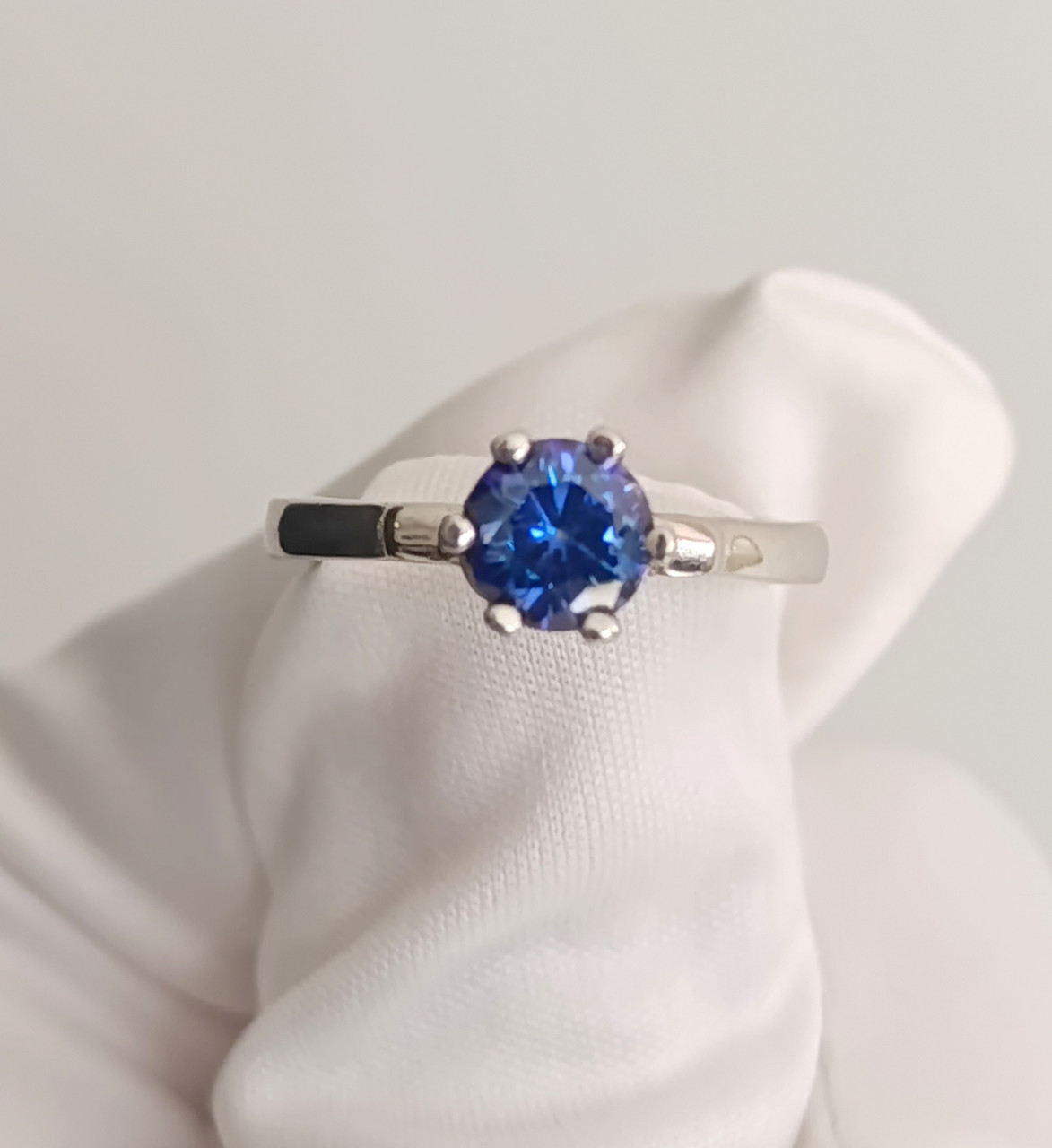 Каблучка срібна з танзанітом 17 розмір К4500/м-тз, фото 1