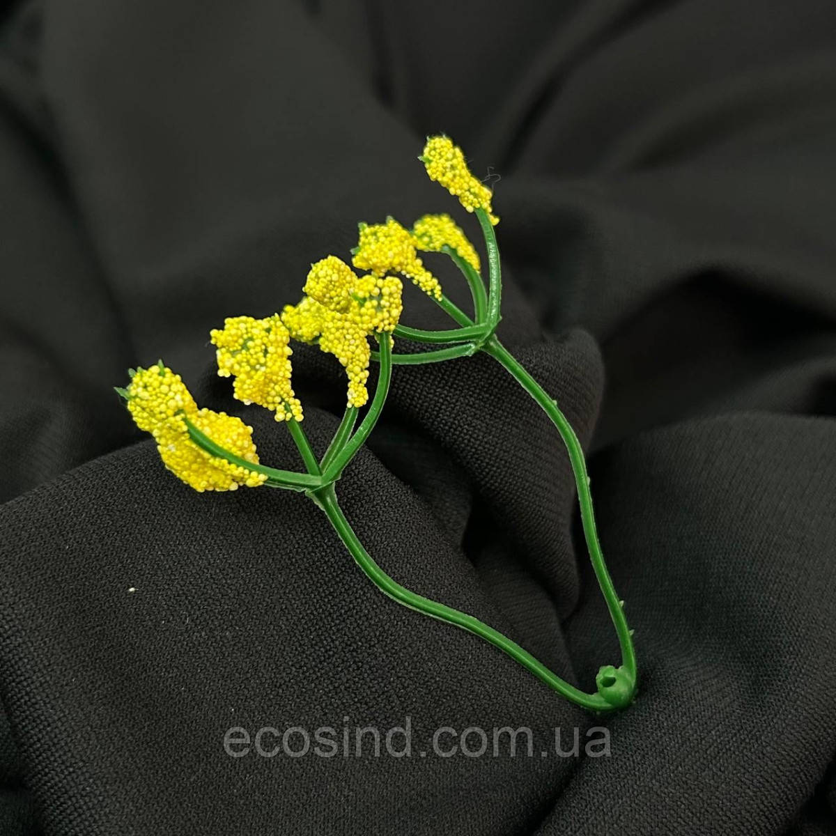 Добавка подвійна пластикова з напиленням «Тичинки гіпсофіли», зелена з жовтим, 7 см, фото 1