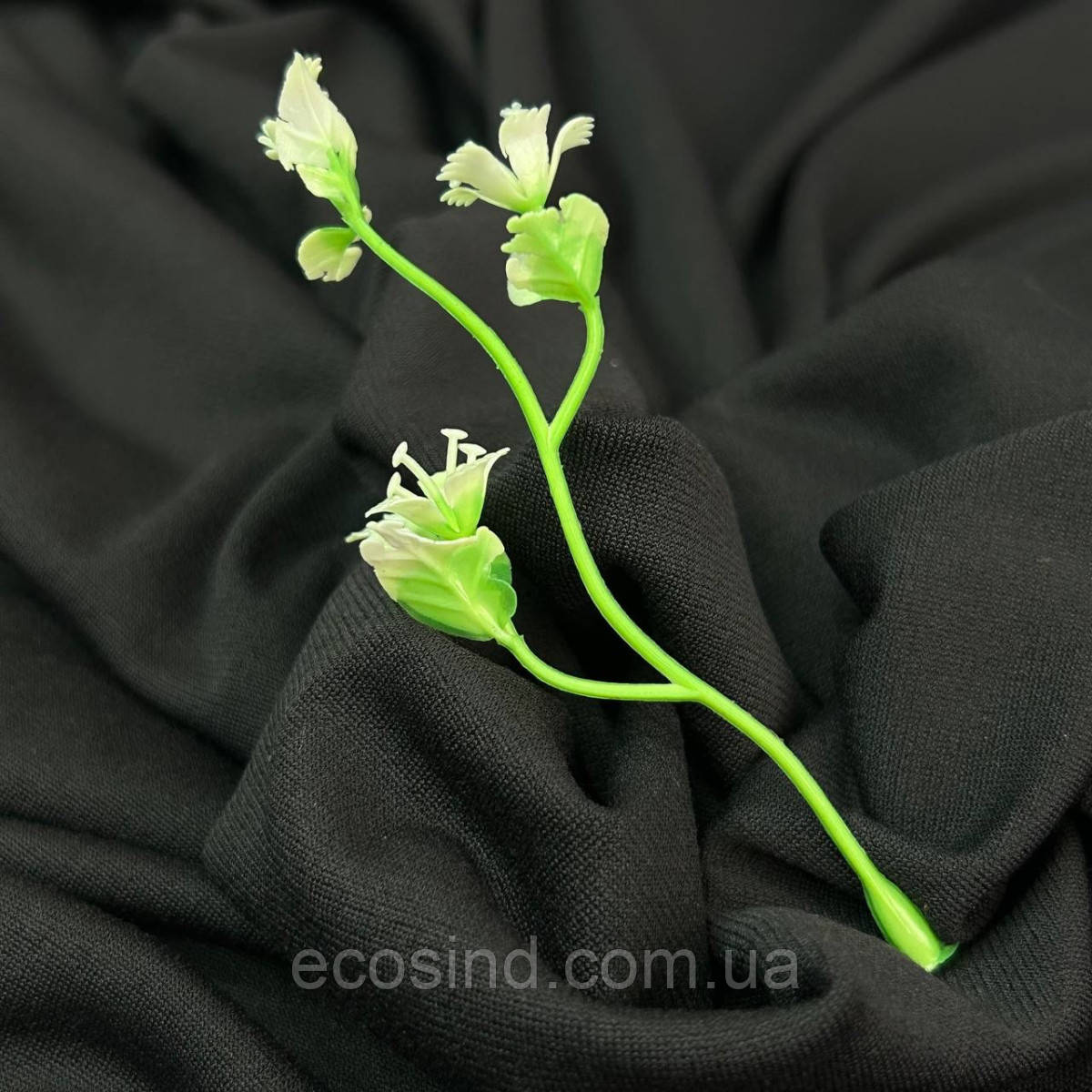 Добавка пластикова «Гілка з листочками», салатова з білим, 12 см, фото 1