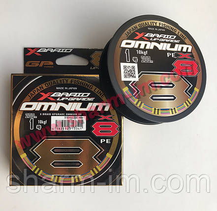 Плетений шнур YGK X-Braid Upgrade Omnium X8 200 м #1,0 (0.165 мм / 22 lb / 10 кг) Мультиколор, фото 3