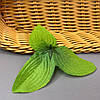 Лист штучний на ніжку 3-ка, 10 см - зелений, фото 2