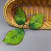 Лист штучний під троянду 3-ка, 19 см - зелений зубчастий, фото 2