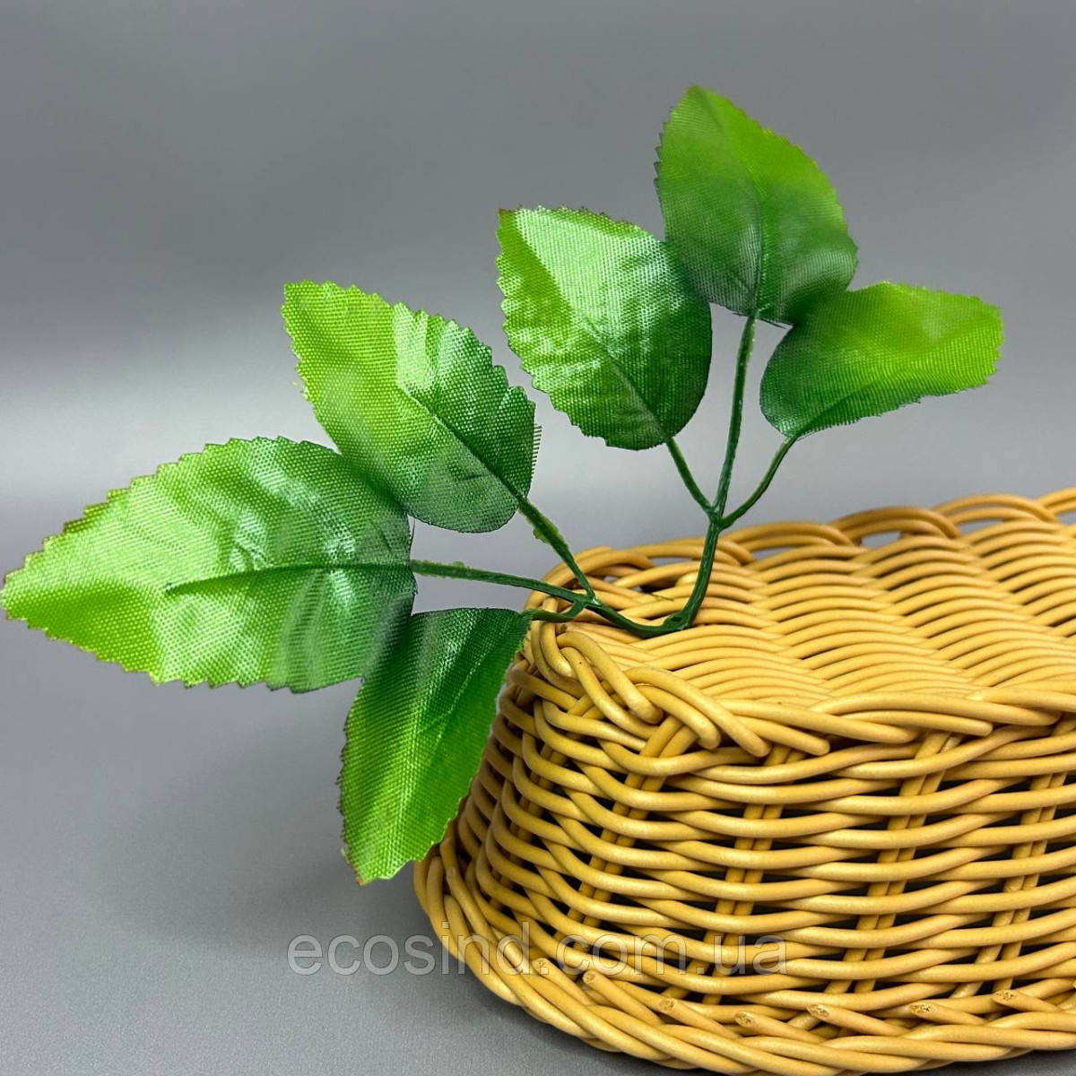 Лист штучний під троянду 6-ка, 18 см - зелений, фото 1