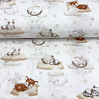 Польська бязь "Сплячі звірята на подушках на білому" 160 см, фото 3