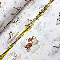 Польська бязь "Сплячі звірята на подушках на білому" 160 см, фото 2