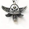 Сріблястий кулон-оберіг на ланцюжку Крилатий ангел у ретро стилі з безліччю крил для чоловіків 3.5 см, фото 6