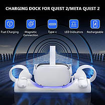Зарядна станція віртуальної реальності для Oculus/Meta Quest 2, зарядна док-станція зі світлодіодним індикато, фото 6