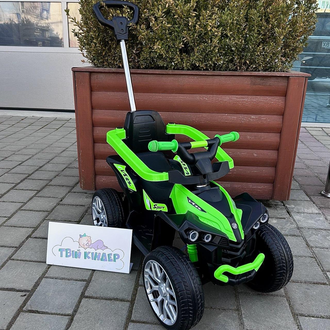 Дитяча електромобіль каталка толокар 3 в 1 з батьківською ручкою Bambi M 5782 Зелений