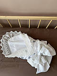 Гарний конверт на виписку, конверт-ковдра з пелюшкою на виписку, пелюшка з мереживом для малюка Angelok-child, фото 3