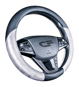 Чохол на кермо розмір M, чорний/сірий, модель Barselona, виробник CarFashion