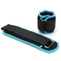 Обважнювачі для рук і ніг неопренові обважнювачі манжети універсальні Newt 2 шт по 1 кг чорно-бірюзові, фото 2