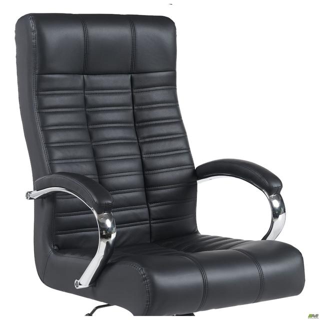 Крісло офісне для керівника Атлантіс / Atlantis, механізм Anifix, шкірозамінник чорний