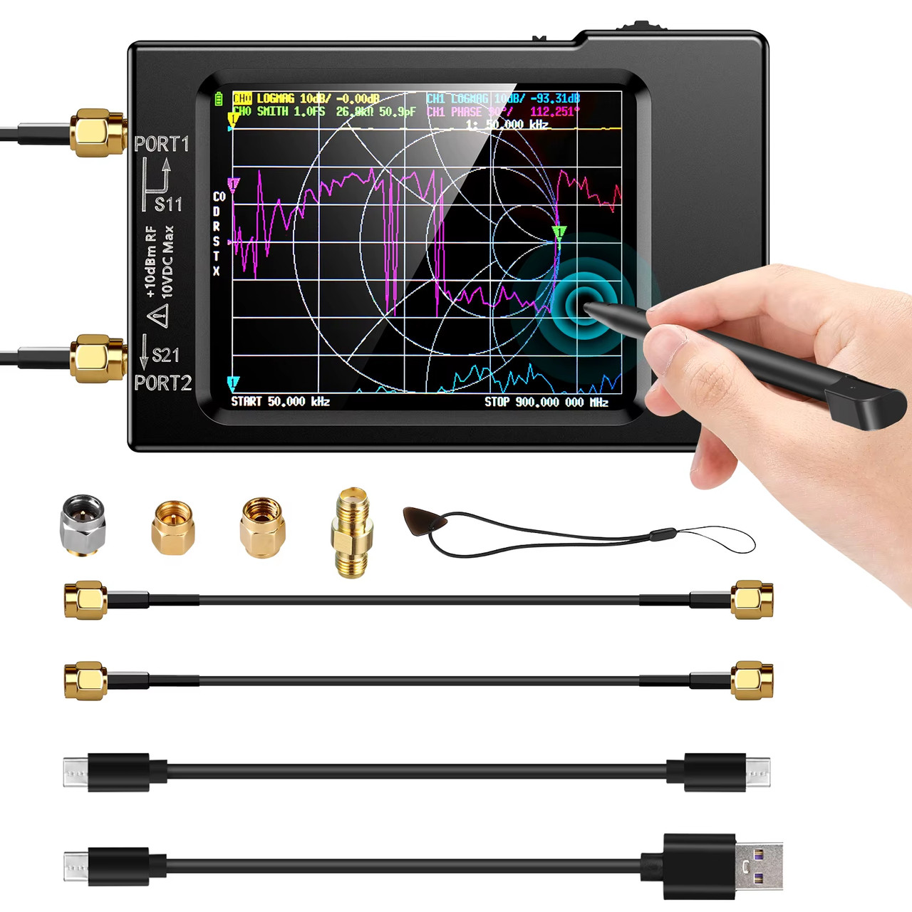 Векторний аналізатор мережі Nano VNA 50 кГц – 1,5 ГГц MF HF VHF UHF (V3.6)