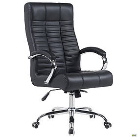 Крісло офісне для керівника Атлантіс / Atlantis з високою спинкою, механізм Anifix, шкірозамінник чорний