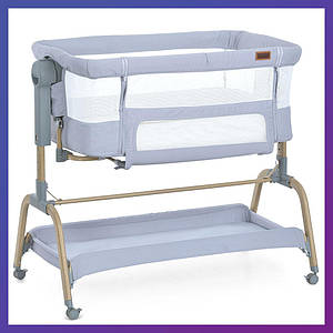 Приставне дитяче ліжко манеж El Camino ME 1180-W INTENSE на коліщатках Сірий