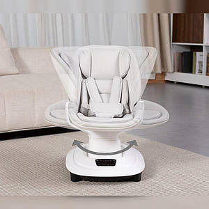 Дитячий заколисувальний центр підлоговий шезлонг гойдалки з пультом і поворотом сидіння на 360° 8911 Білий