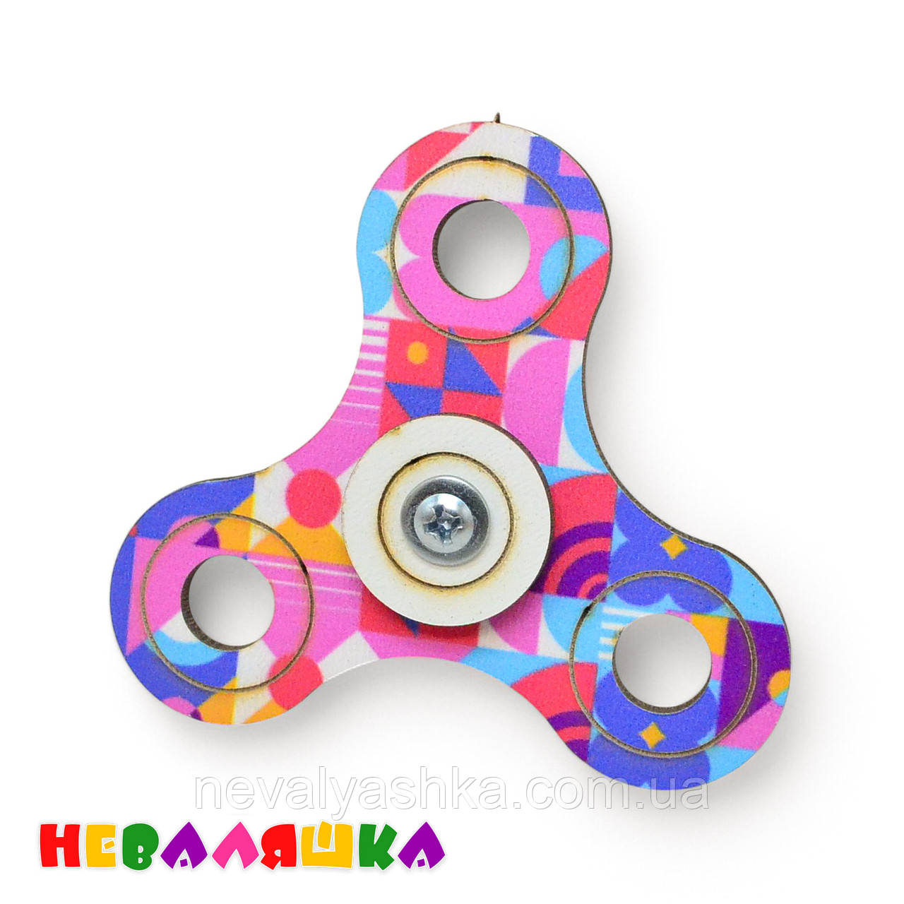 Заготовка для Бізіборду Дерев'яний Спіннер з ЛДВП 8 см Спінер Крутилка (Мікс Прінтов) Рожевий, фото 1