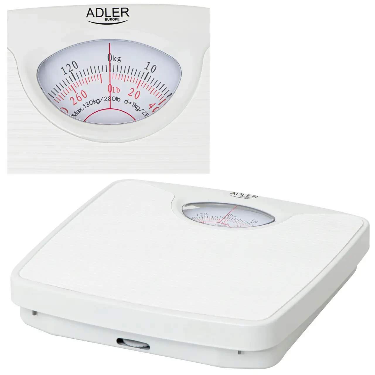 Ваги підлогові механічні Adler AD 8151 білий колір Польща до 130кг, фото 1