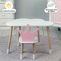 Меблі в дитячу стіл та стілець, столик хмаринка 46х70х40 і стільчик корона 26.5х26х25, білий, фото 5