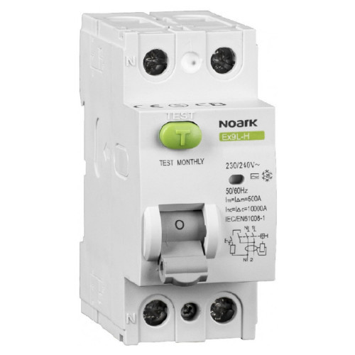 Диференційний вимикач (ПЗВ) Noark 40А 10кА 2P 30mA тип AC Ex9CL-H 108160