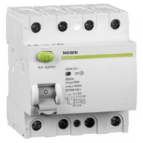 Диференційний вимикач (ПЗВ) Noark 10кА 63А 4P 300mA тип AC Ex9CL-H 108185, фото 1