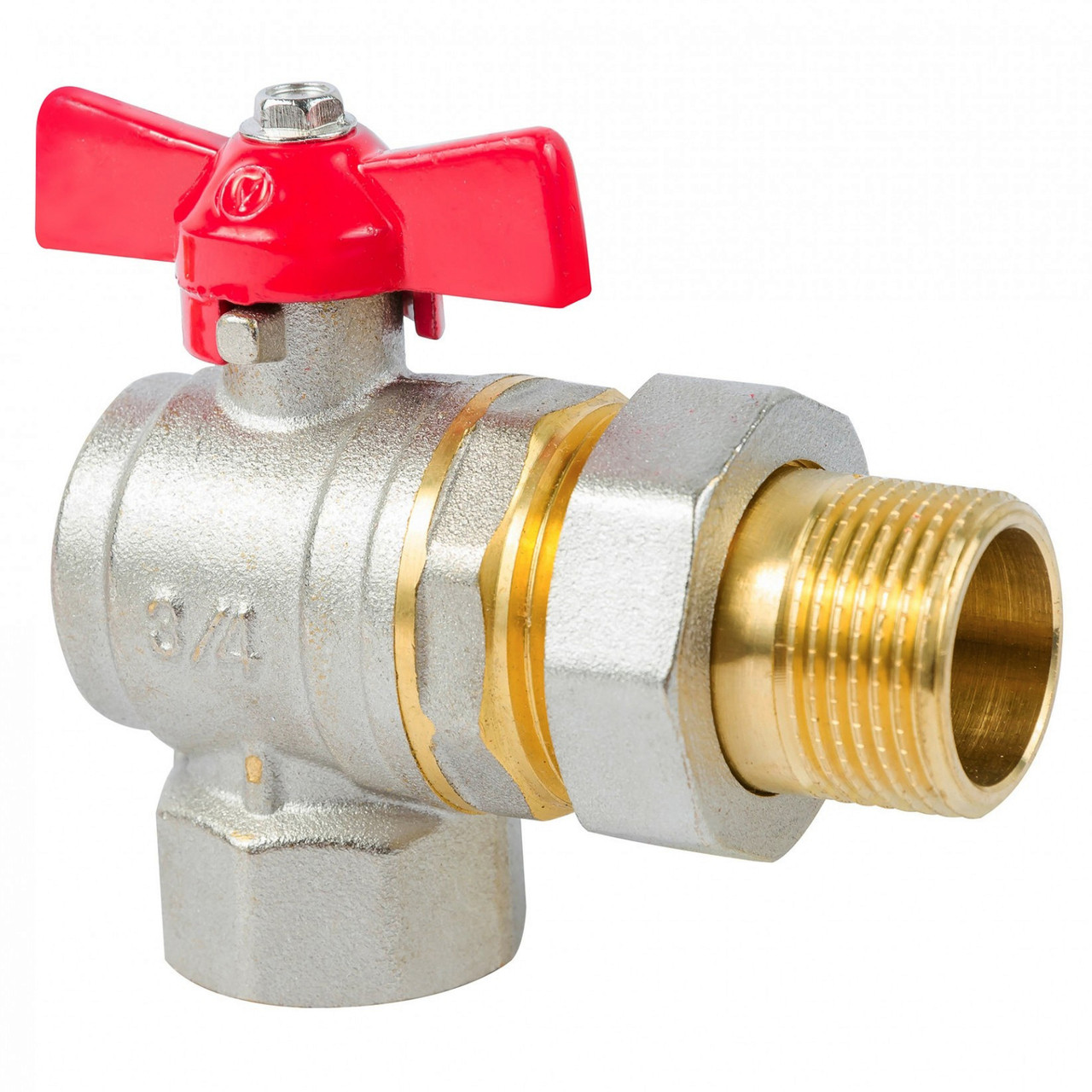 Кран кульовий з американкою накидною гайкою кутовий Valve J.G. 3/4" внутрішнє зовнішнє різьблення латунь 59