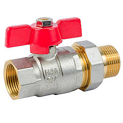 Кран кульовий з американкою накидною гайкою Ango 3/4" внутрішнє зовнішнє різьблення червоний метелик латунь PN 40