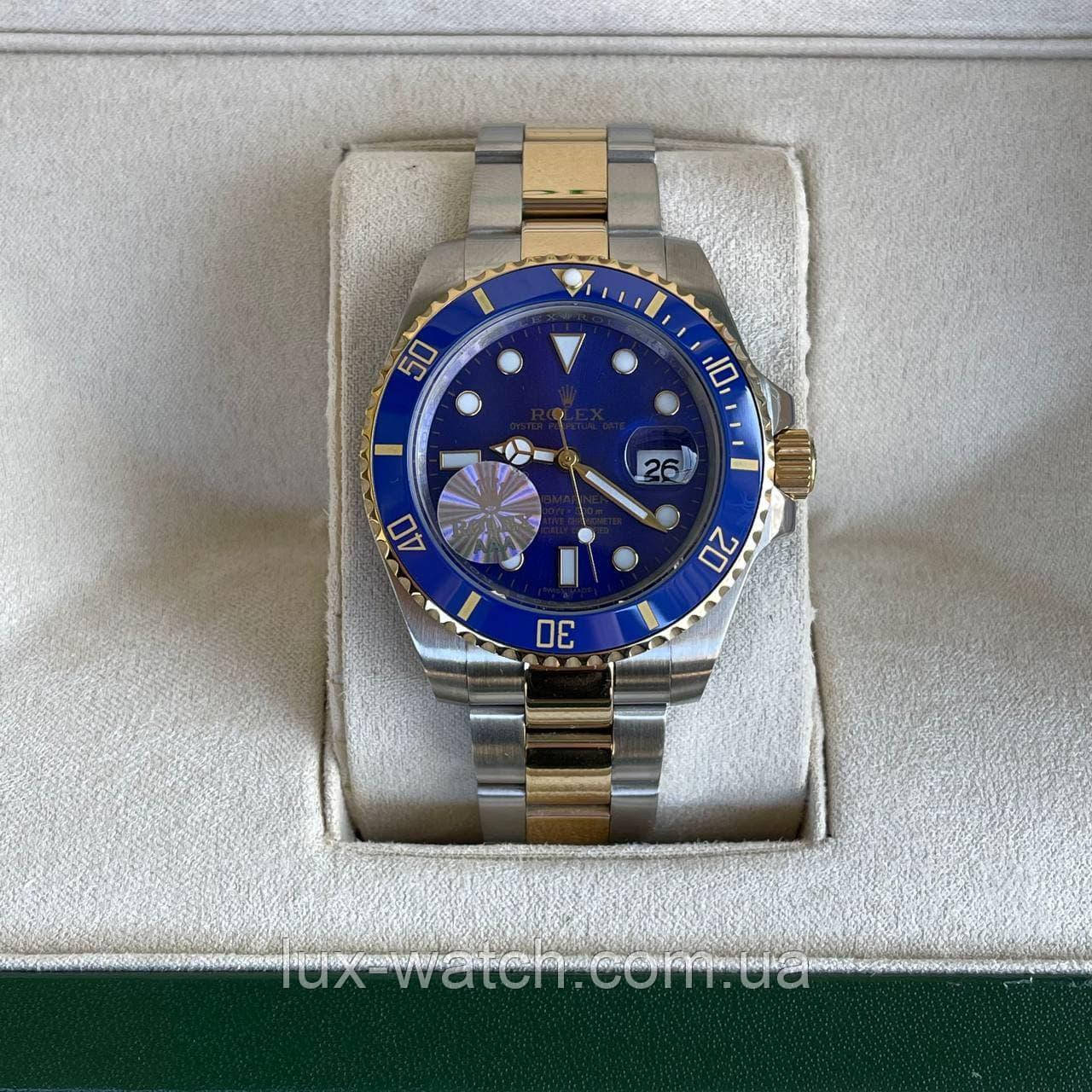 Годинник наручний R/o/l/e/x/Submariner AAA Date Silver-Gold-Blue преміального ААА класу