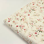 Ранфорс шириною 240 см маленькі "Букети" вишневого та рожевого кольору на молочному тлі № WH-3447, фото 7