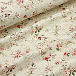 Ранфорс шириною 240 см маленькі "Букети" вишневого та рожевого кольору на молочному тлі № WH-3447, фото 4