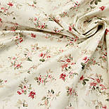 Ранфорс шириною 240 см маленькі "Букети" вишневого та рожевого кольору на молочному тлі № WH-3447, фото 3