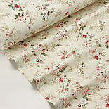 Ранфорс шириною 240 см маленькі "Букети" вишневого та рожевого кольору на молочному тлі № WH-3447, фото 2