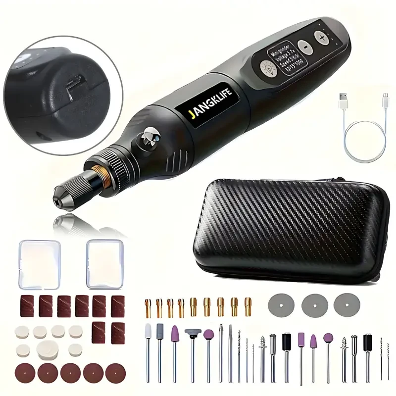Бездротовий мінігрін 5 швидкостей 210 насадок USB-зарядка | Шліфувальний інструмент, фото 1