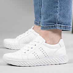 Жіночі шкіряні кросівки білі на літо (АС 21 білі)