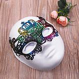 Венеціанська маска ажурна Корона на зав`язках one size різнобарвний, фото 2