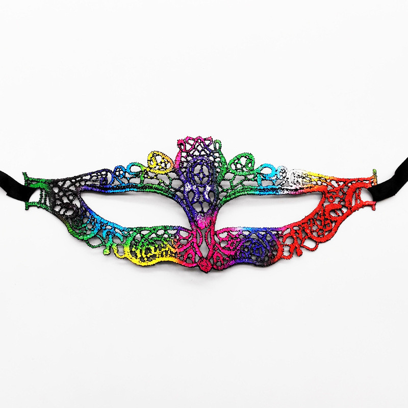 Венеціанська маска ажурна на зав`язках one size різнобарвний, фото 1