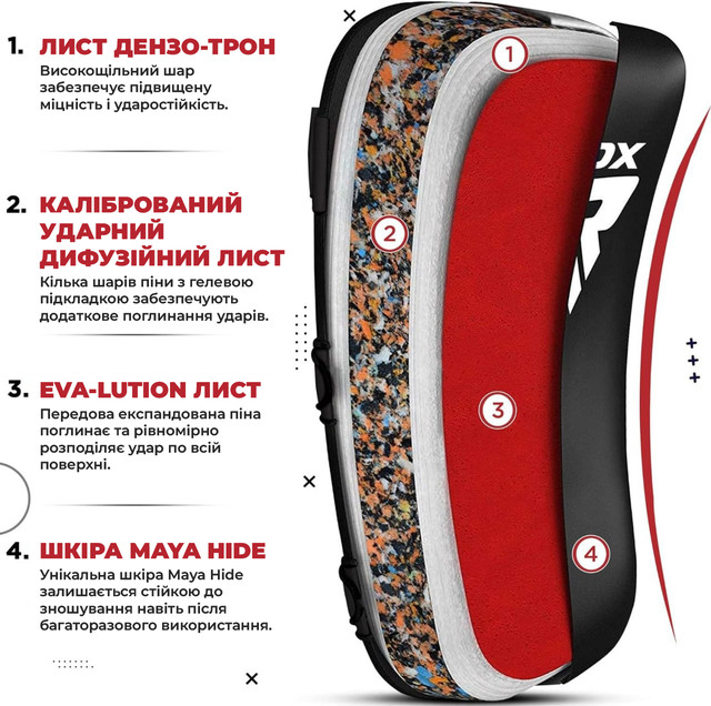 Пади для тайського боксу RDX T1 Curved Thai Kick Pad Blue (1 шт.) 6 6552651277 6552651277