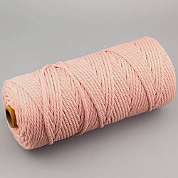 Канат для макраме мотузка бавовняна 3 мм +-100 м Кораловий