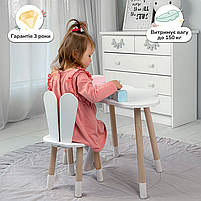 Набір дитячих меблів столик хмаринка і стільчик зайчик, стілець 26.5х26х25 та стіл 46х70х40, білий колір, фото 5