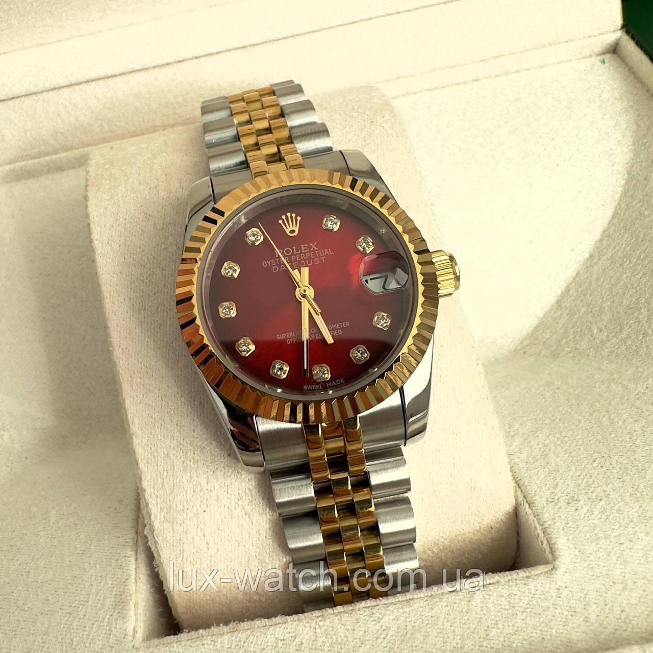 Годинник наручний R/o/l/e/x/28 mm Datejust gold silver Diamond Red преміального ААА класу